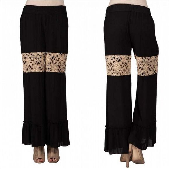 A'Rreve Black Wide Leg Palazzo Pants Size M - Picture 2 of 4